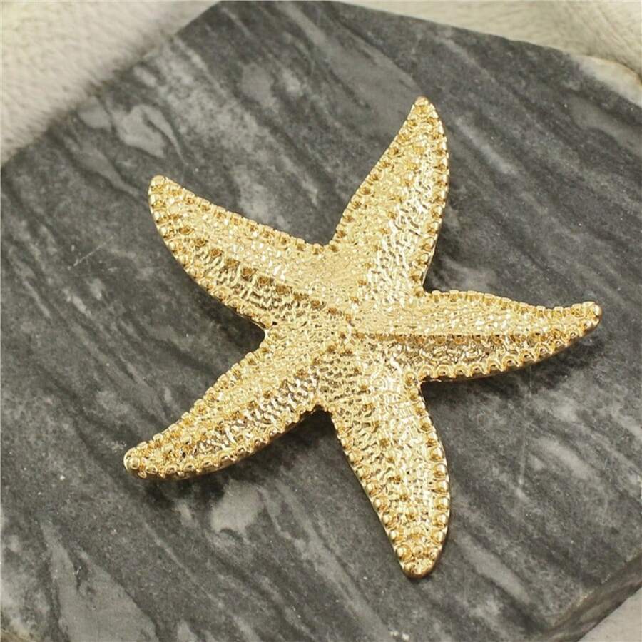 Vintage Fashion Wear - Vintage Golden Starfish Pin Elegant Ocean