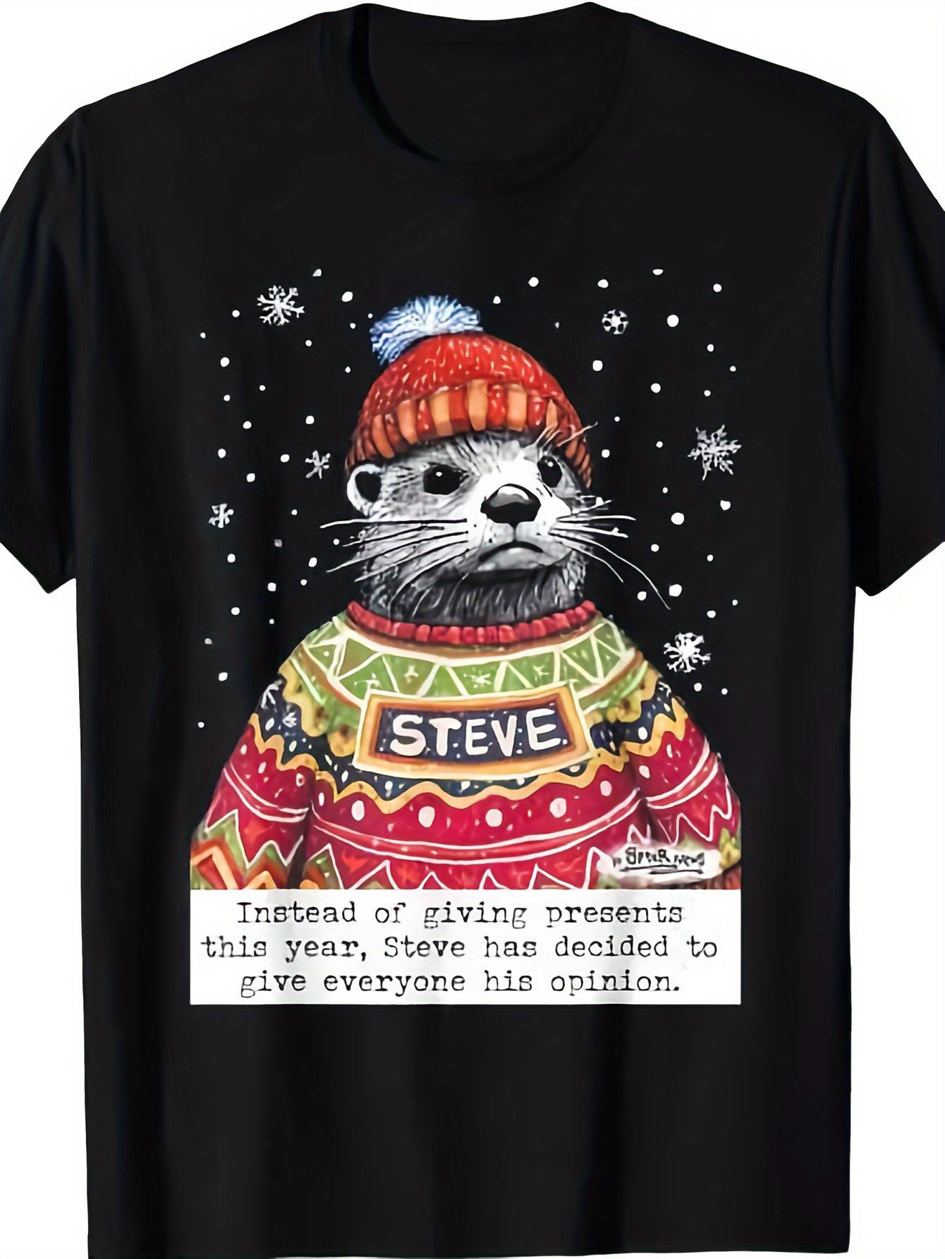 Vintage Fashion Quotes - Funny Men's Black Graphic T-Shirt Otter