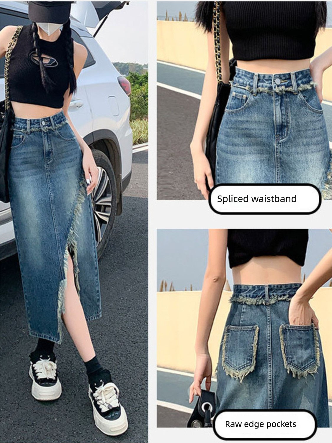 Denim Skirt Midi Vintage - Women's High Waist Denim Skirt A-Line