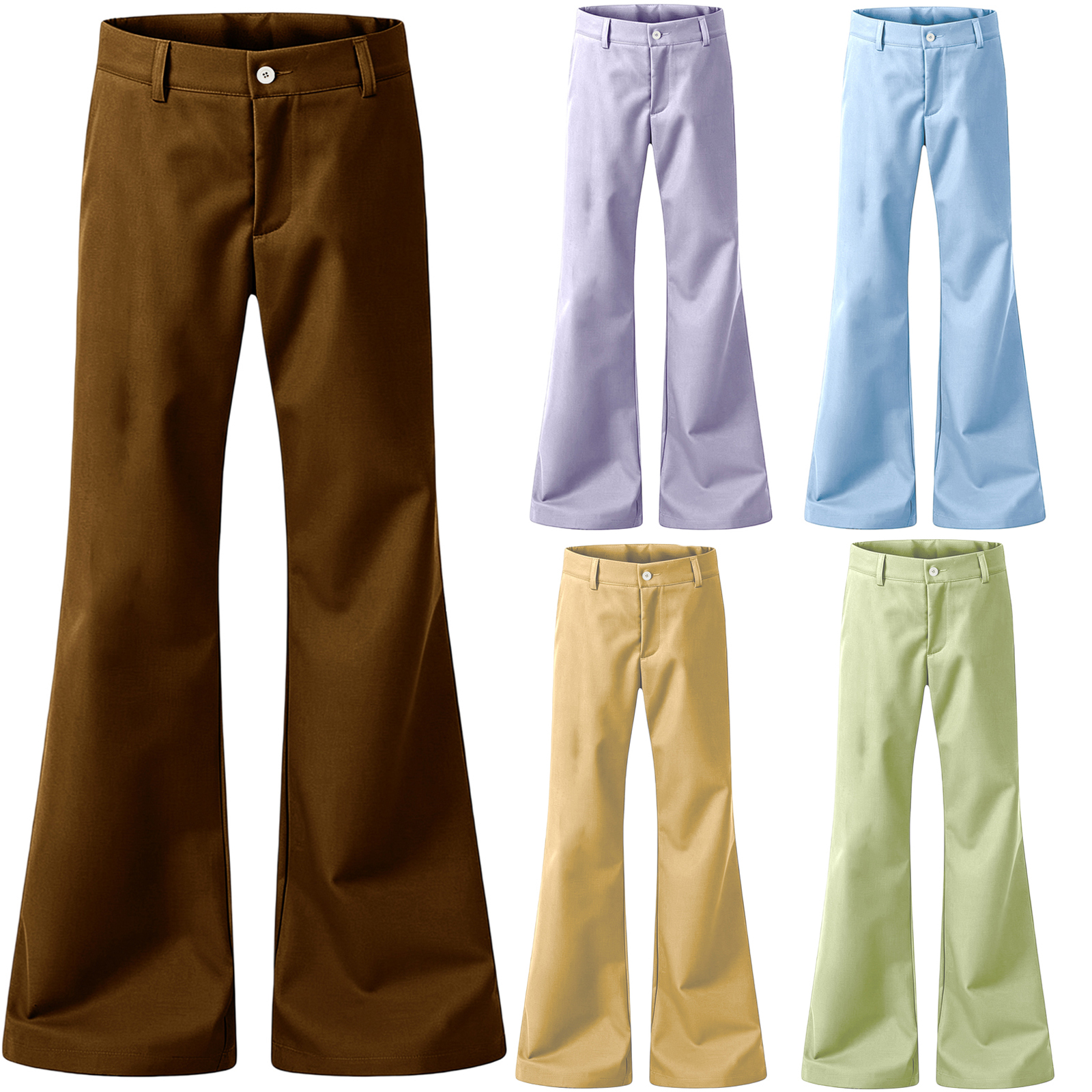 Wide Leg Trouser 70S - Men's Flare Pants 70s Retro High