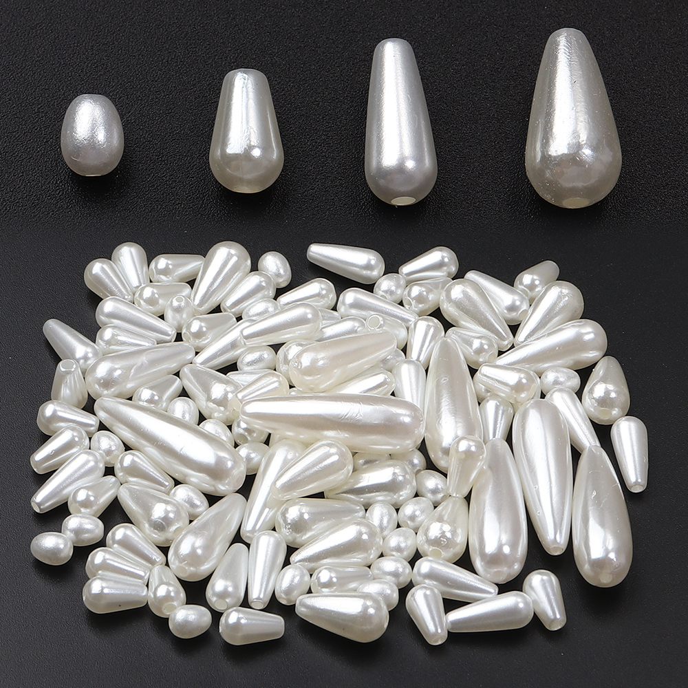 Vintage Fashion Earrings - 30-500pcs/lot Biege Waterdrop Shape ABS Pearl