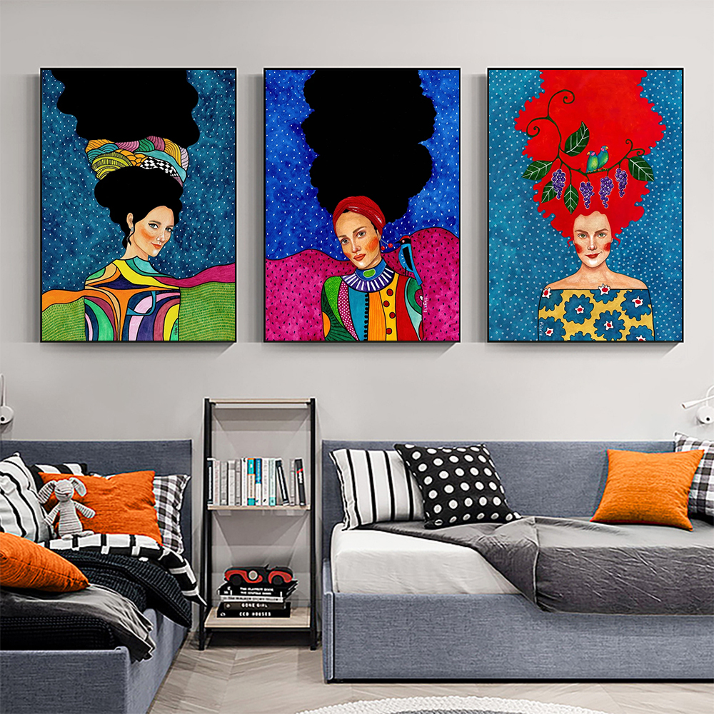 Vintage Fashion Prints For Wall - 1pc frameless Vintage Abstract Girl Long