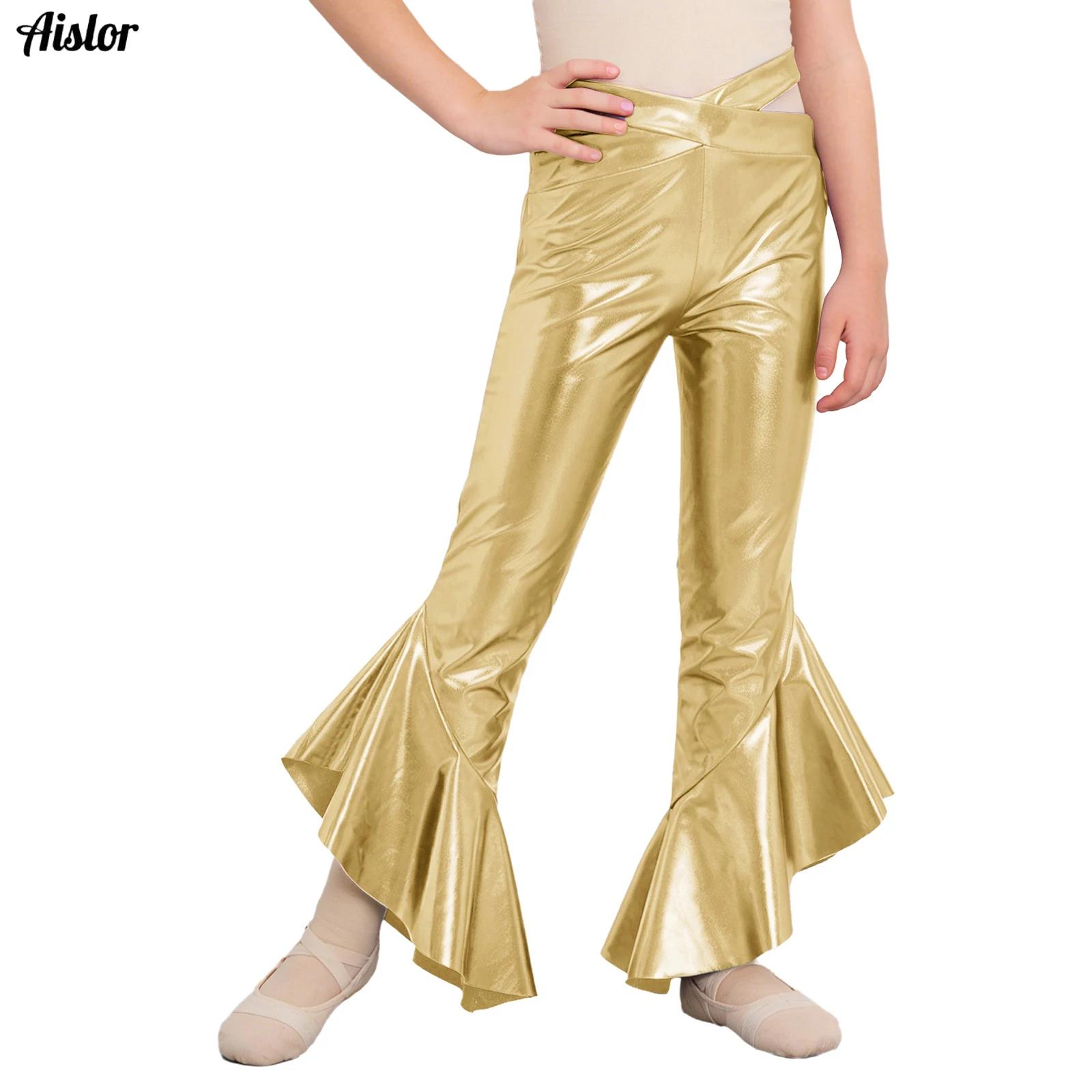 Kids Girls Shiny Metallic Flar - Wide Leg Trouser 70S 리뷰 및 가격