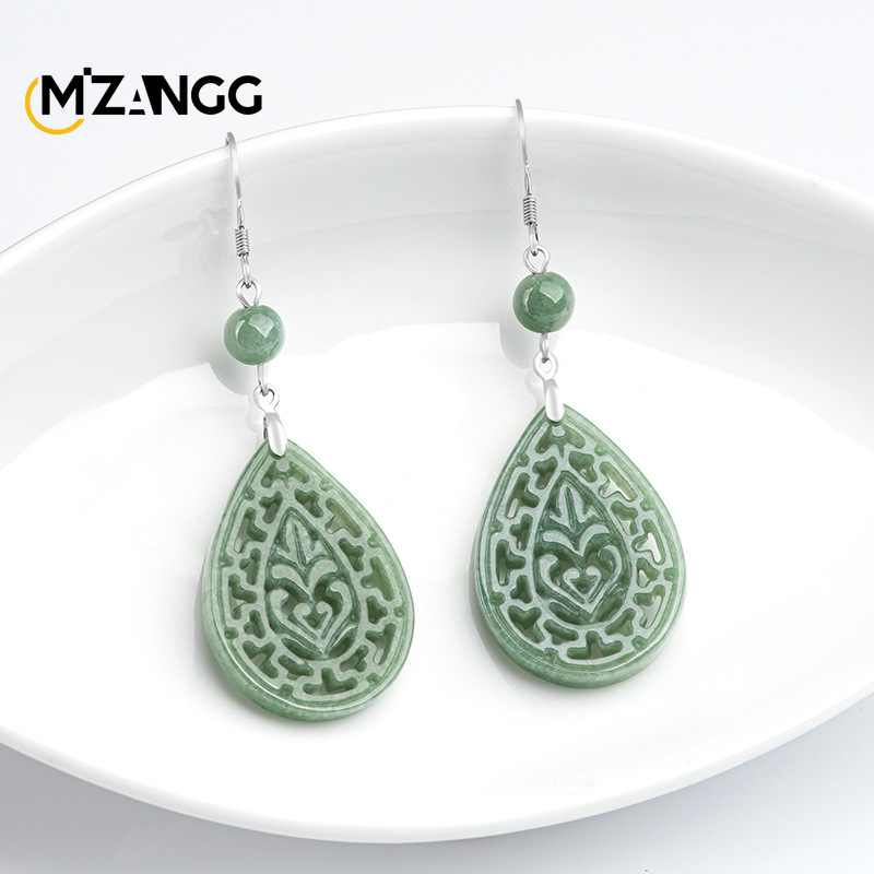 Natural Jadeite Vintage Hollow - Vintage Fashion Earrings 리뷰 및 가격