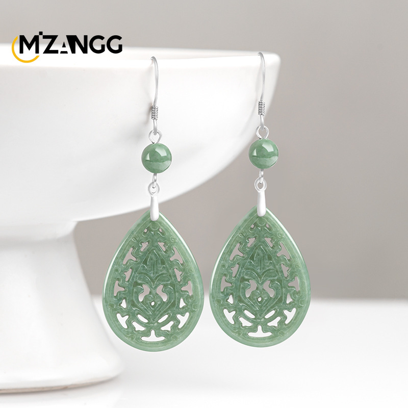 Natural Jadeite Vintage Hollow - Vintage Fashion Earrings 리뷰 및 가격