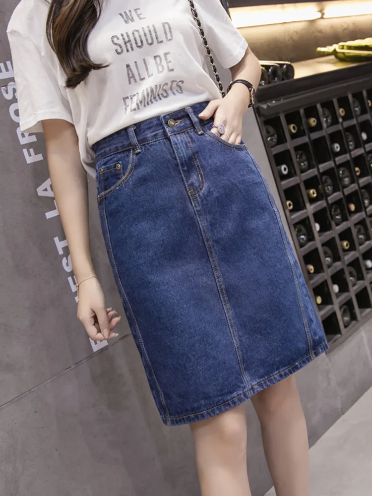 Korean loose women denim midi  - Denim Skirt Midi Vintage 리뷰 및 가격