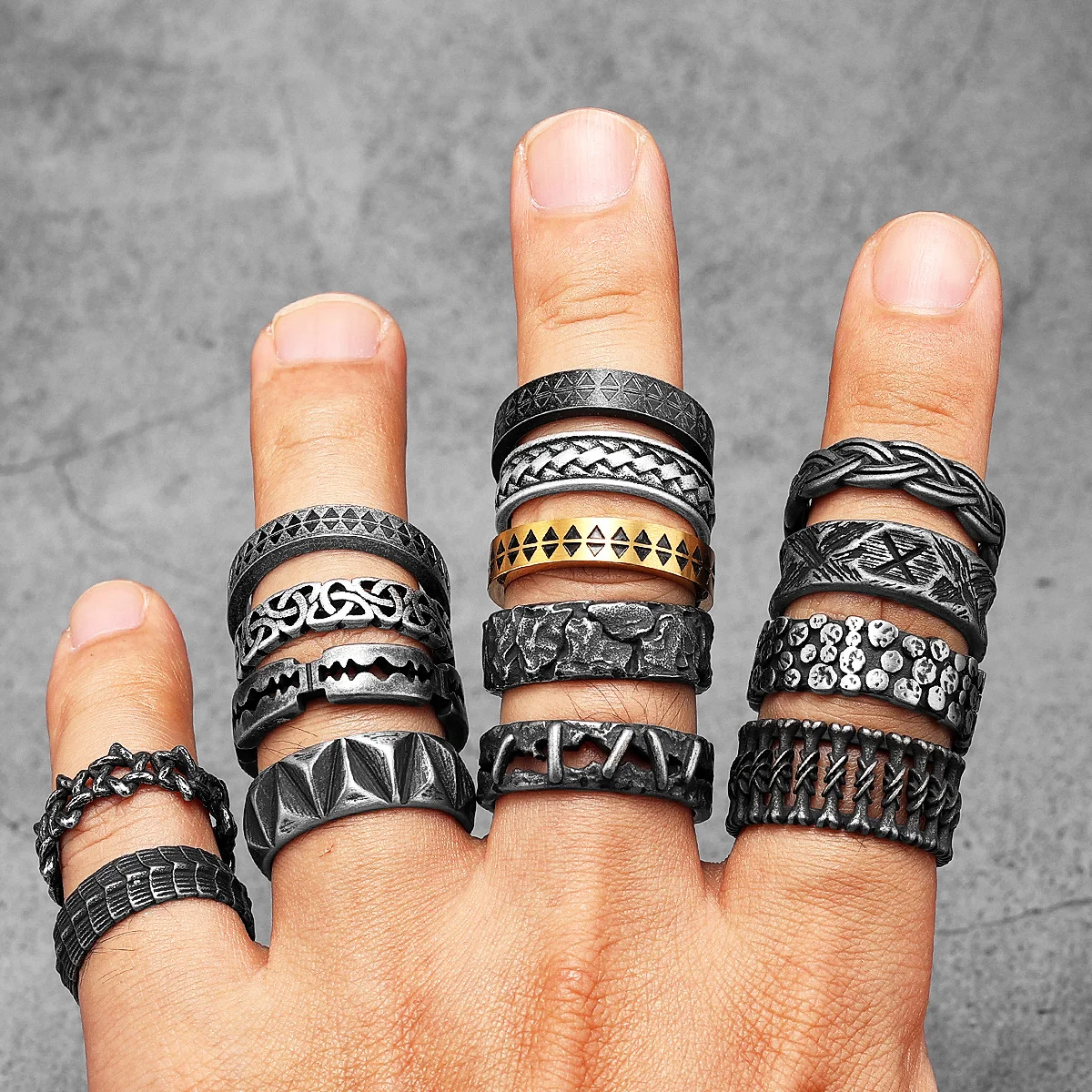 Retro Gothic Bone Men Rings St - Vintage Fashion Newtown 리뷰 및 가격