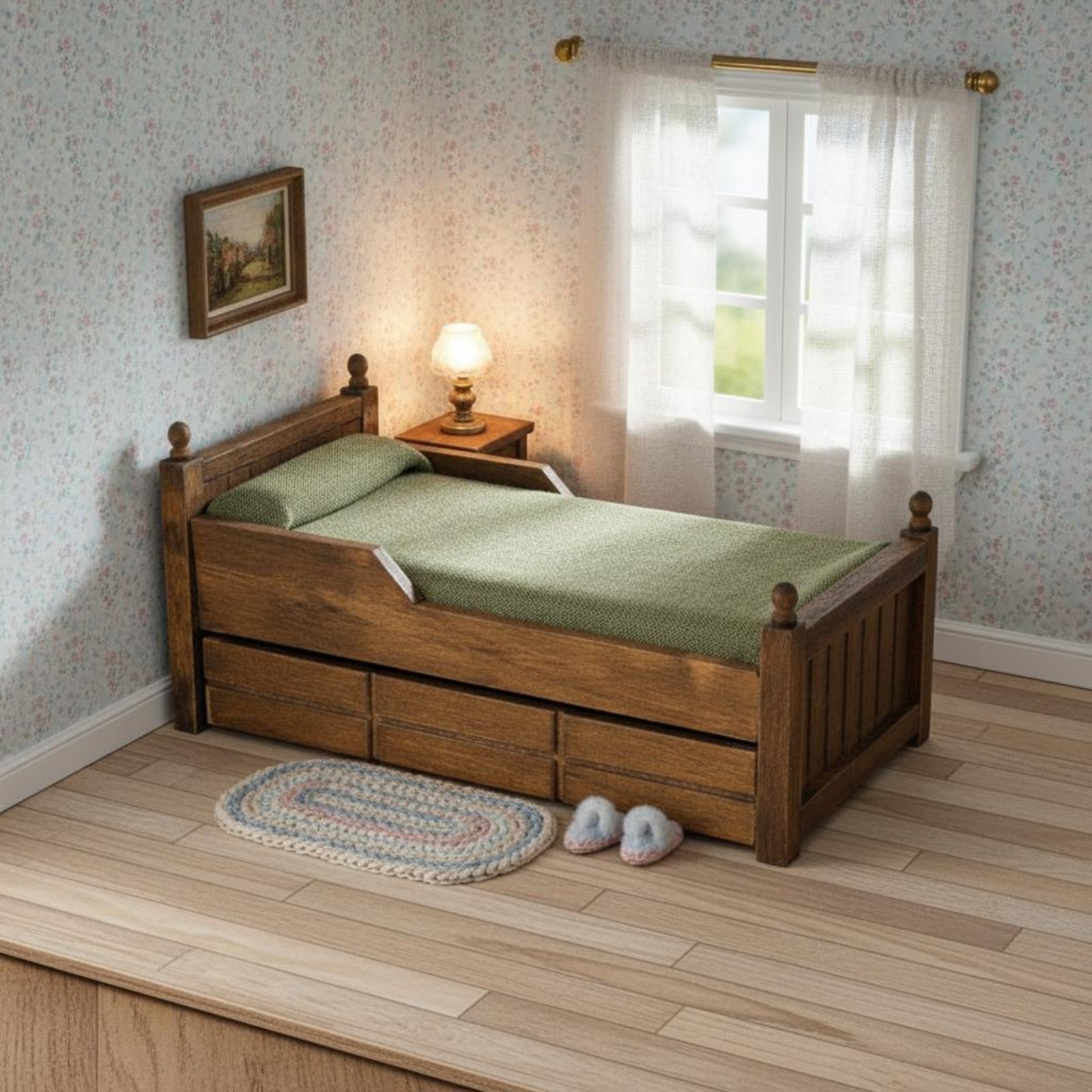 1:12 Scale Wooden Bed Handmade - Vintage Fashion Model 리뷰 및 가격