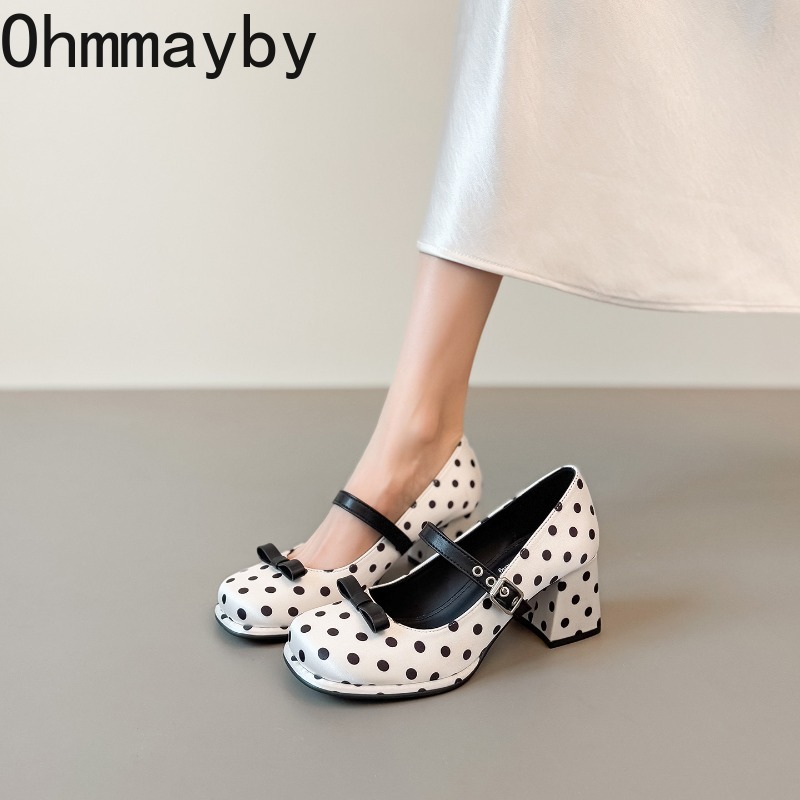 Vintage Thick Heel Polka Dot W - Vintage Fashion Wear 리뷰 및 가격