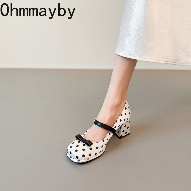 Vintage Thick Heel Polka Dot W - Vintage Fashion Wear 리뷰 및 가격