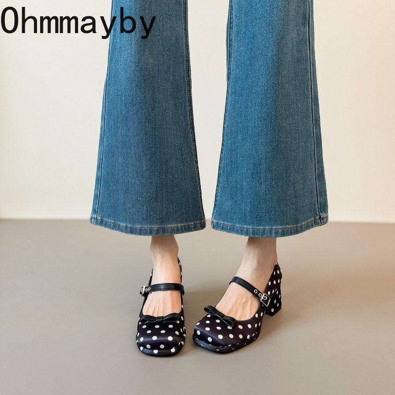 Vintage Thick Heel Polka Dot W - Vintage Fashion Wear 리뷰 및 가격