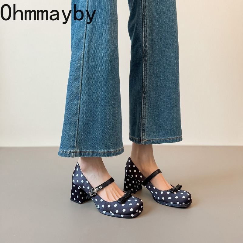 Vintage Thick Heel Polka Dot W - Vintage Fashion Wear 리뷰 및 가격