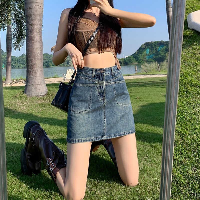 Fashionable and versatile wome - Denim Skirt Midi Vintage 리뷰 및 가격