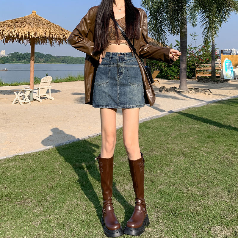 Fashionable and versatile wome - Denim Skirt Midi Vintage 리뷰 및 가격