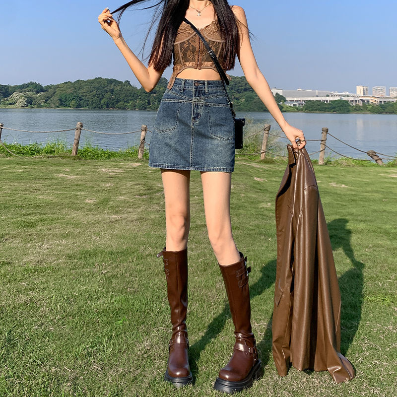 Fashionable and versatile wome - Denim Skirt Midi Vintage 리뷰 및 가격