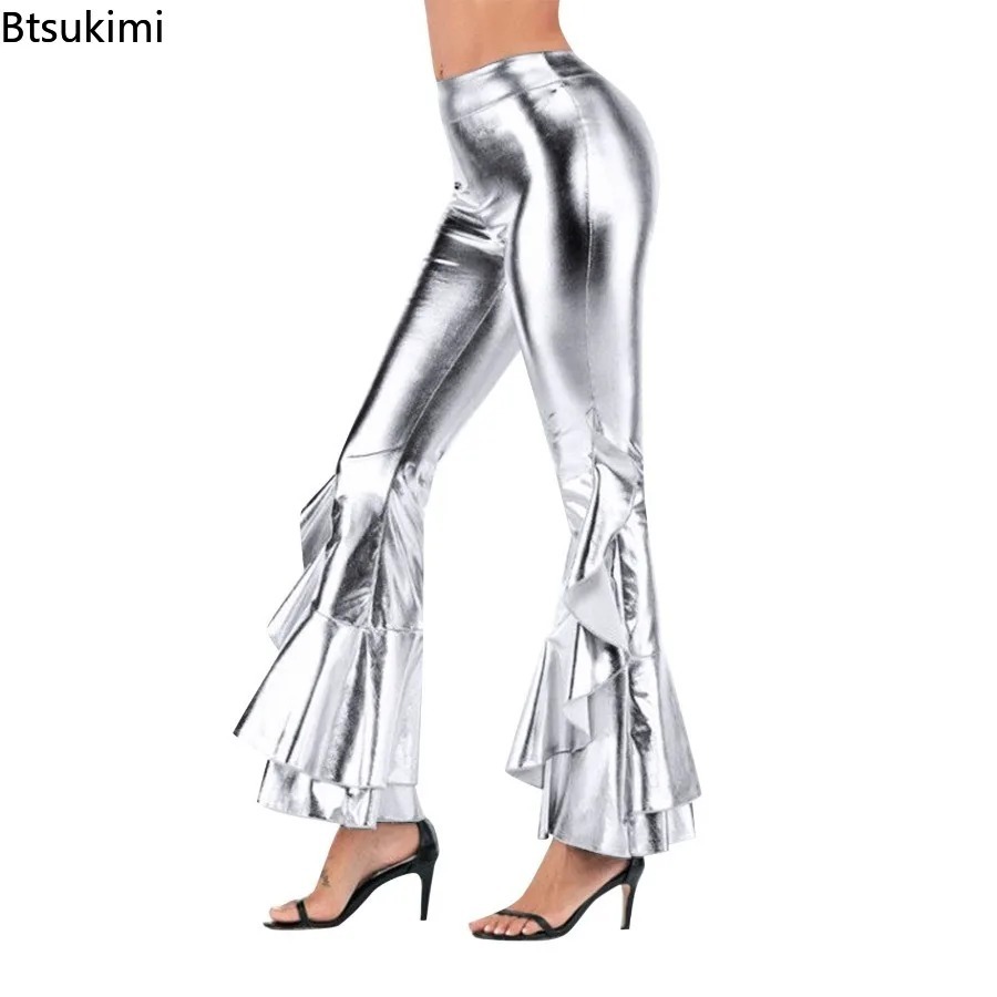 Women's Shiny Flare Trousers M - Wide Leg Trouser 70S 리뷰 및 가격