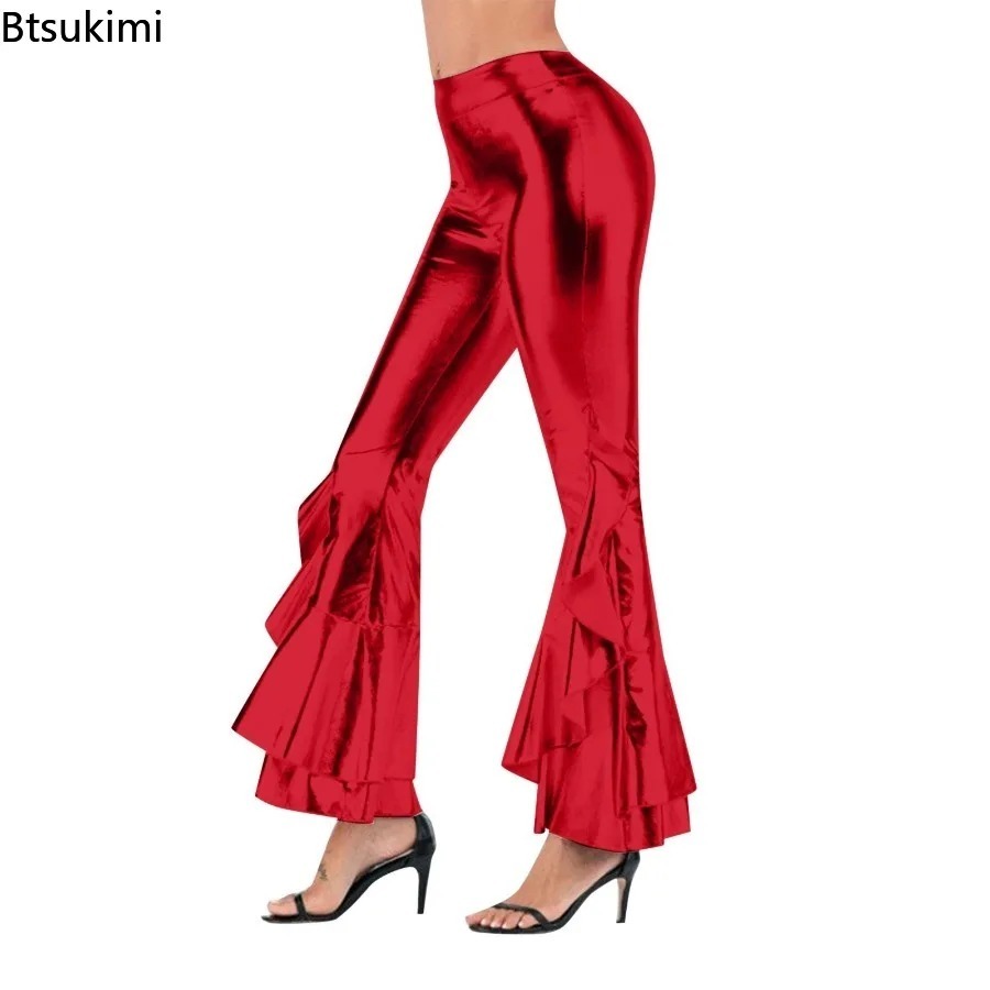 Women's Shiny Flare Trousers M - Wide Leg Trouser 70S 리뷰 및 가격
