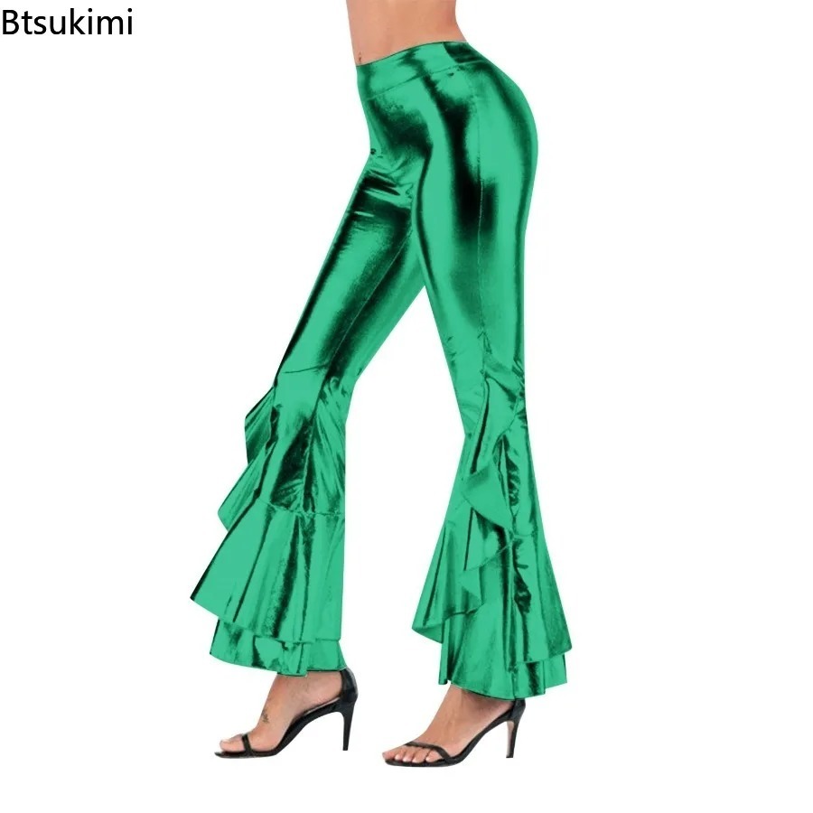 Women's Shiny Flare Trousers M - Wide Leg Trouser 70S 리뷰 및 가격