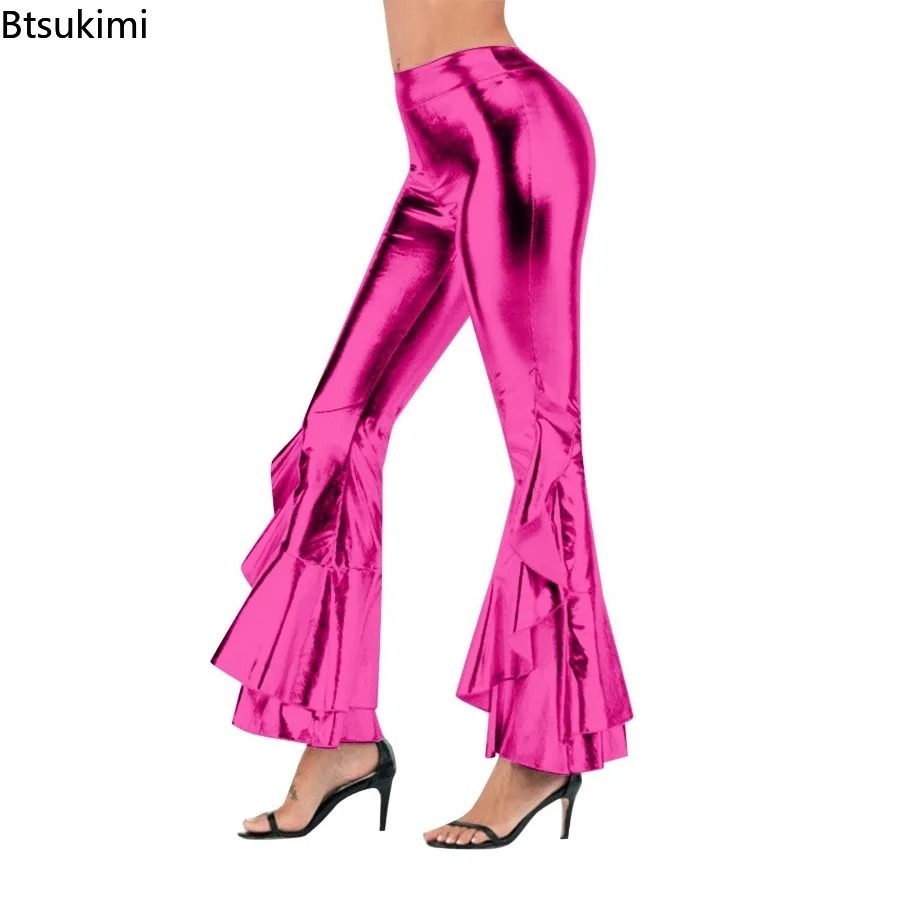 Women's Shiny Flare Trousers M - Wide Leg Trouser 70S 리뷰 및 가격