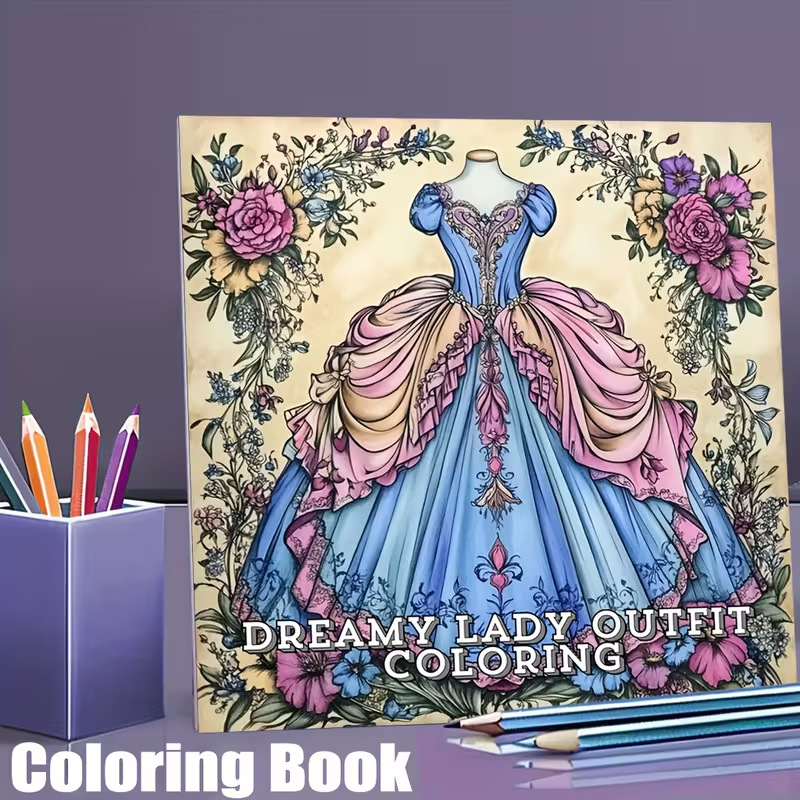 Dreamy Lady Outfit Adult Color - Vintage Fashion Coloring Pages 리뷰 및 가격