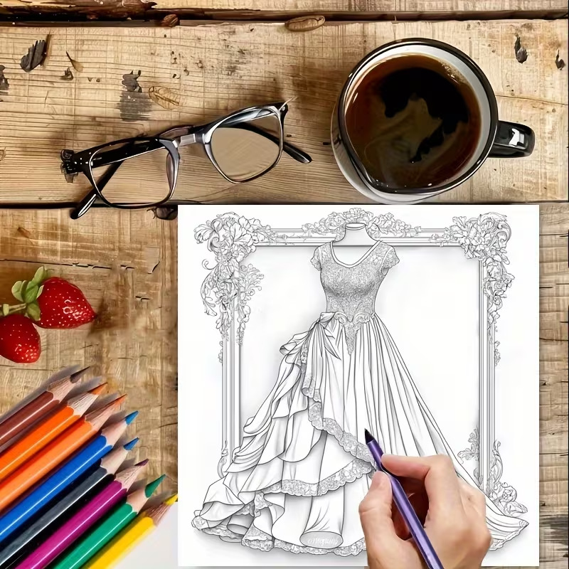Dreamy Lady Outfit Adult Color - Vintage Fashion Coloring Pages 리뷰 및 가격
