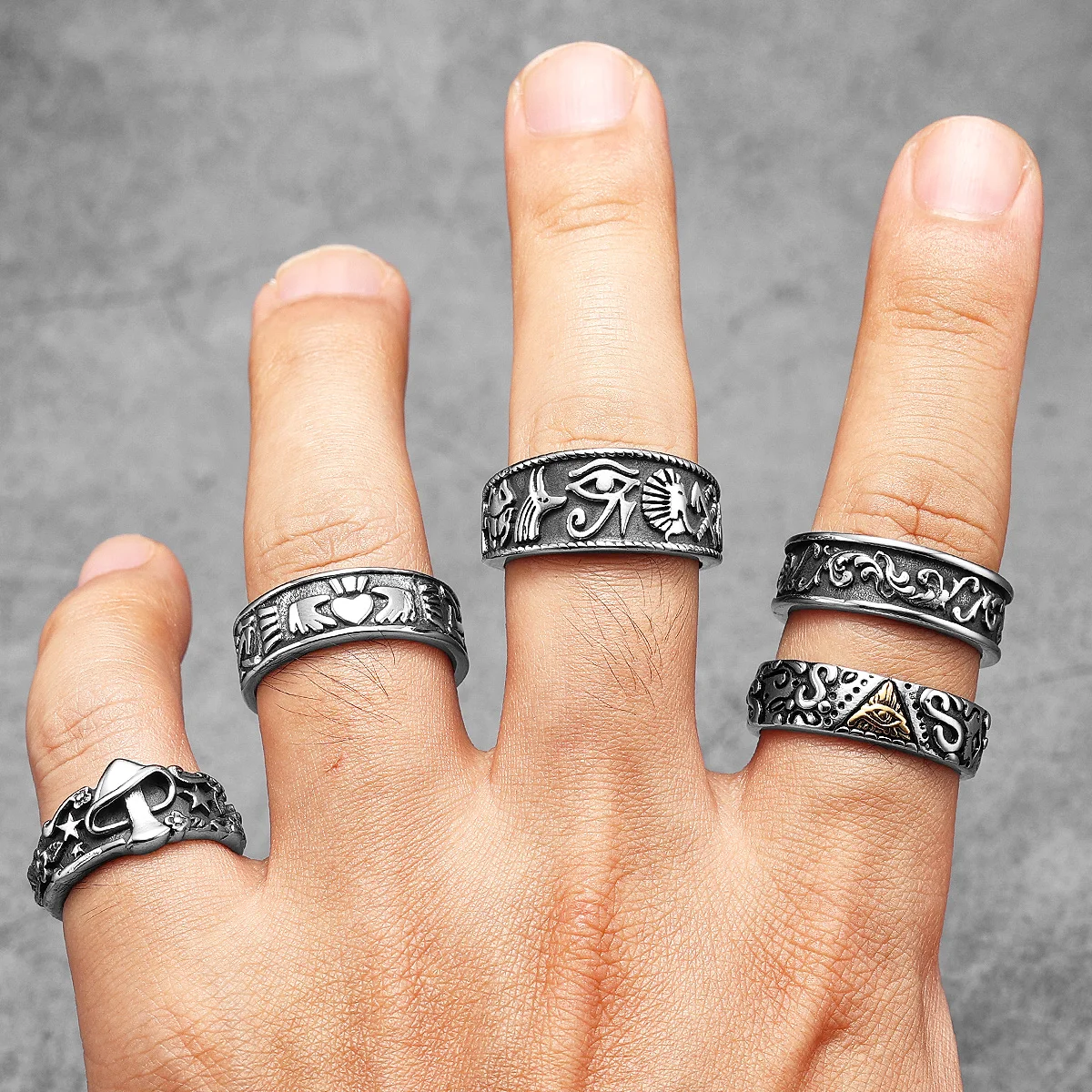 Mushroom Star Men Rings Stainl - Vintage Fashion Newtown 리뷰 및 가격