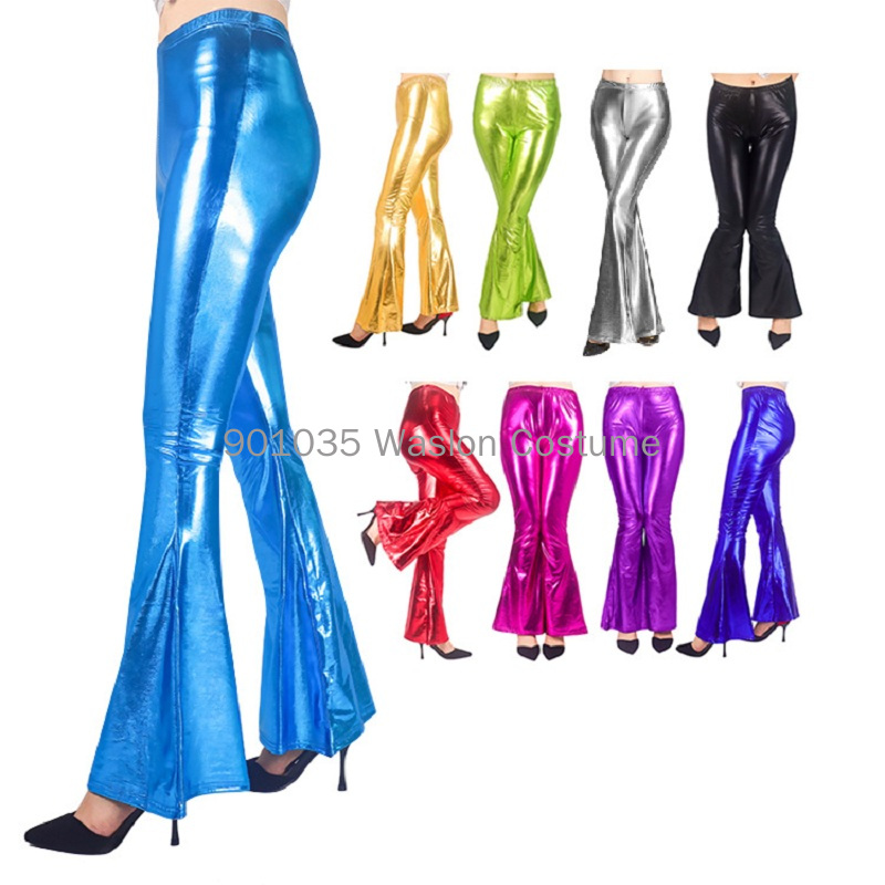 Women Shiny Flare Trousers Las - Wide Leg Trouser 70S 리뷰 및 가격