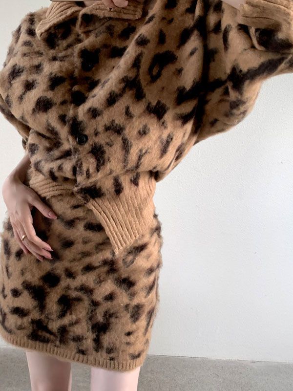 Retro Leopard Print Knitted Sw - Vintage Fashion Pieces 리뷰 및 가격