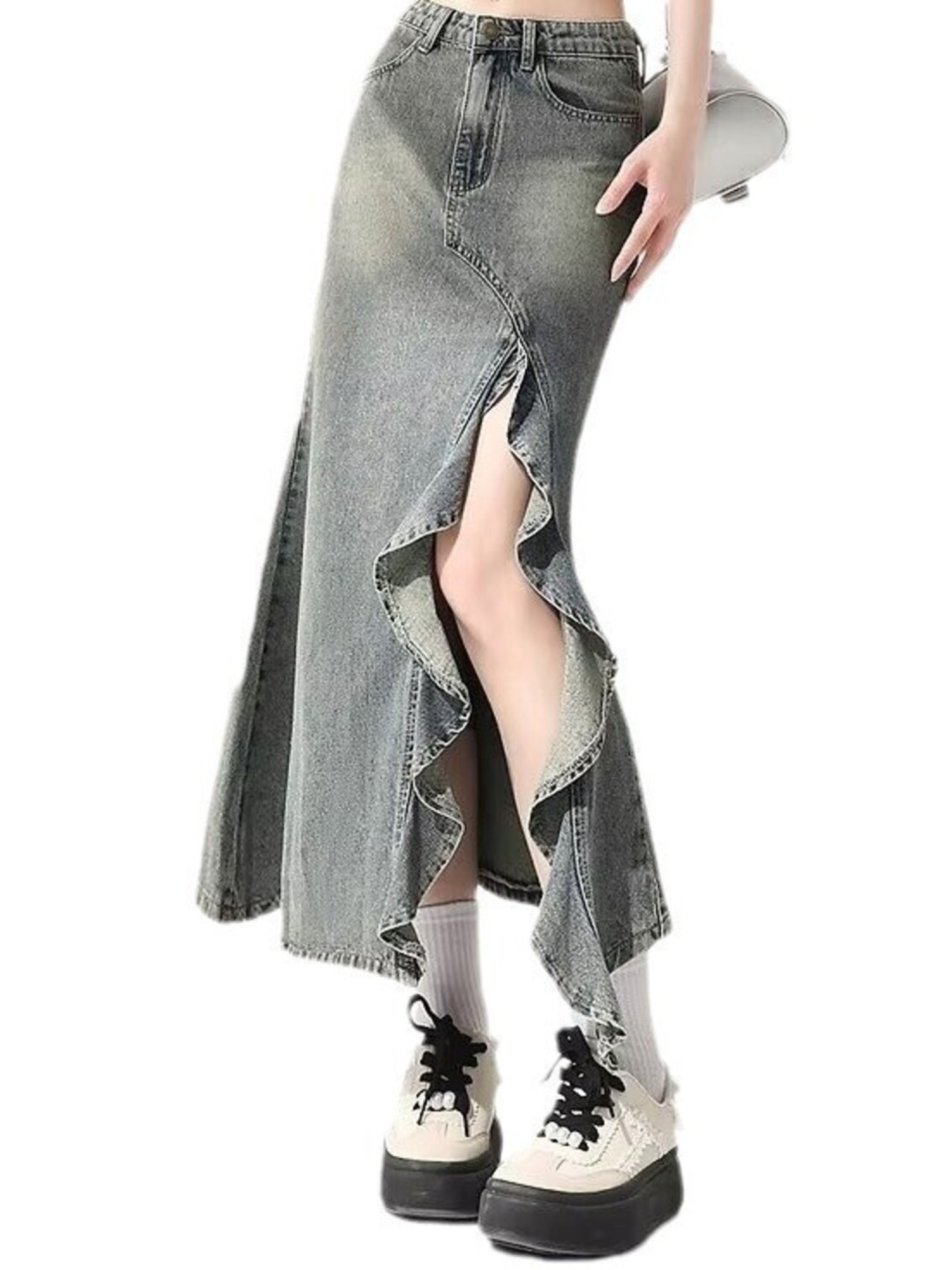 Women's Vintage Washed Denim M - Denim Skirt Midi Vintage 리뷰 및 가격