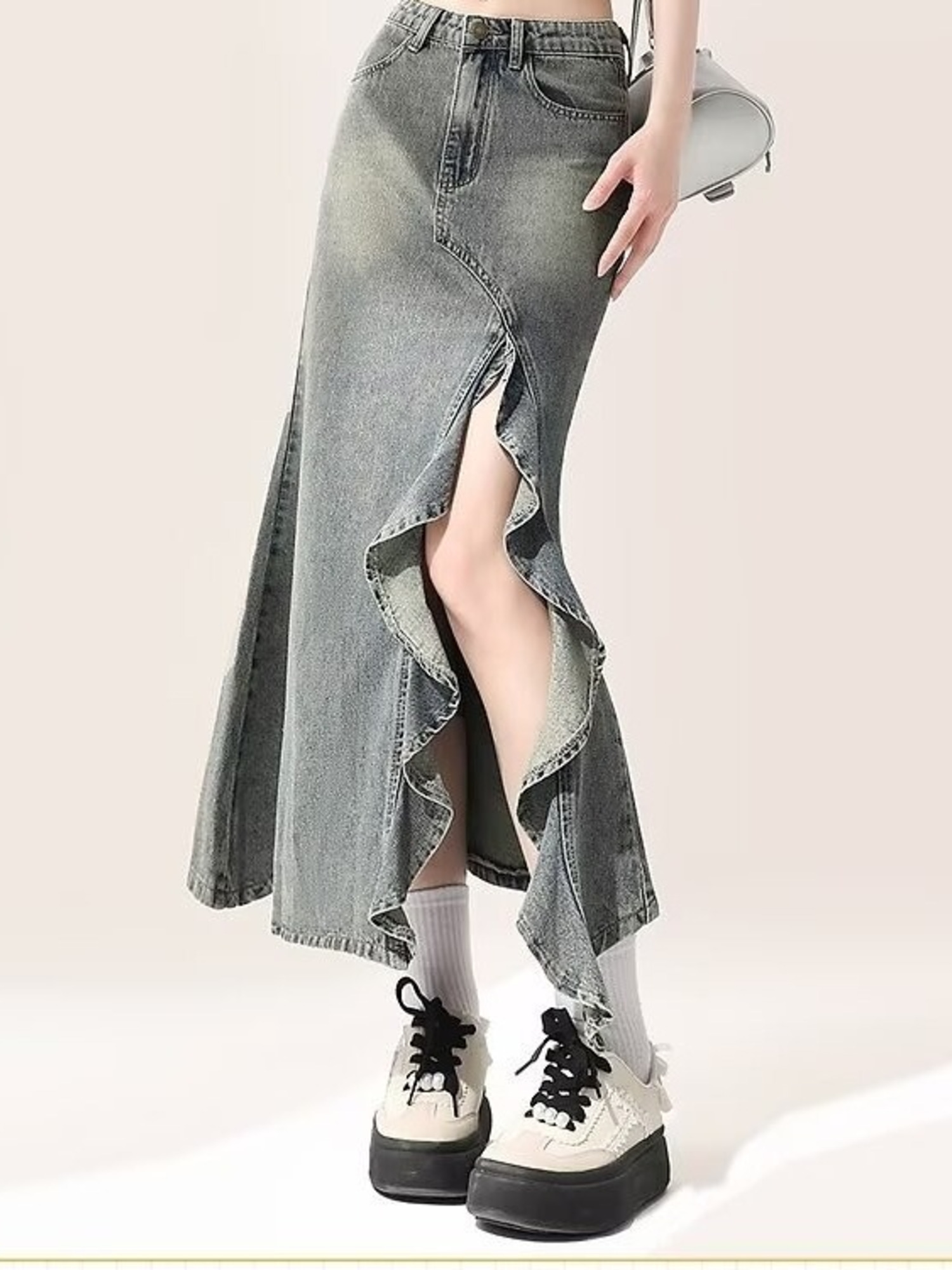 Women's Vintage Washed Denim M - Denim Skirt Midi Vintage 리뷰 및 가격