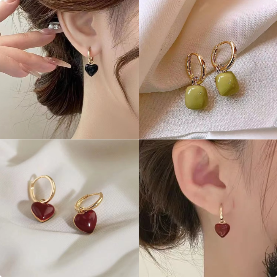 Simple Love Heart Dangle Earri - Vintage Fashion Coloring Pages 리뷰 및 가격