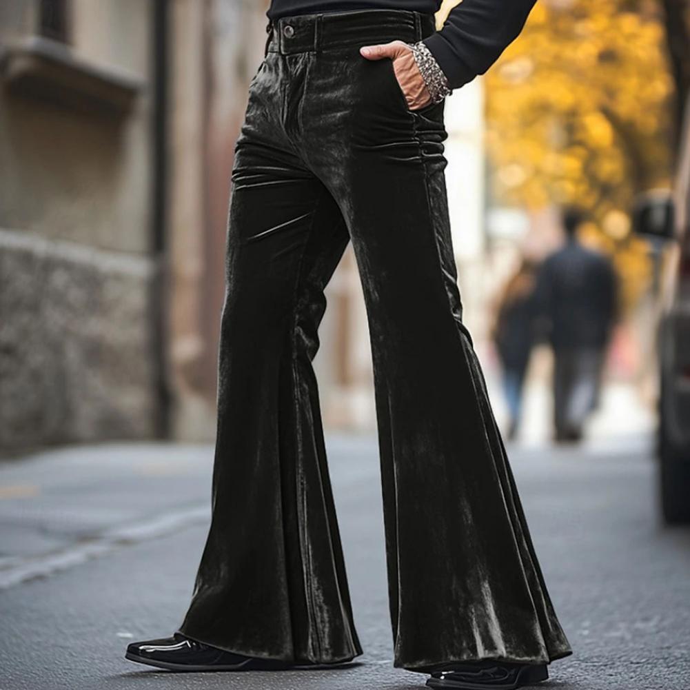 Men's Bell Bottom Velvet Pants - Wide Leg Trouser 70S 리뷰 및 가격