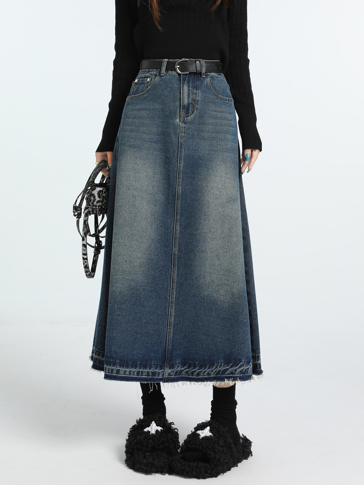 High Waist Vintage A-line Jean - Denim Skirt Midi Vintage 리뷰 및 가격