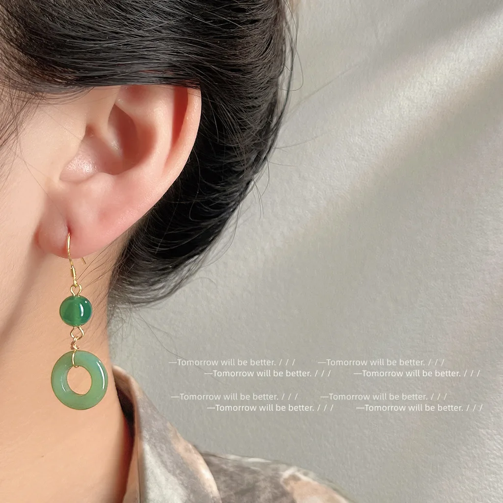 Green Real Jade Ring Earrings  - Vintage Fashion Earrings 리뷰 및 가격