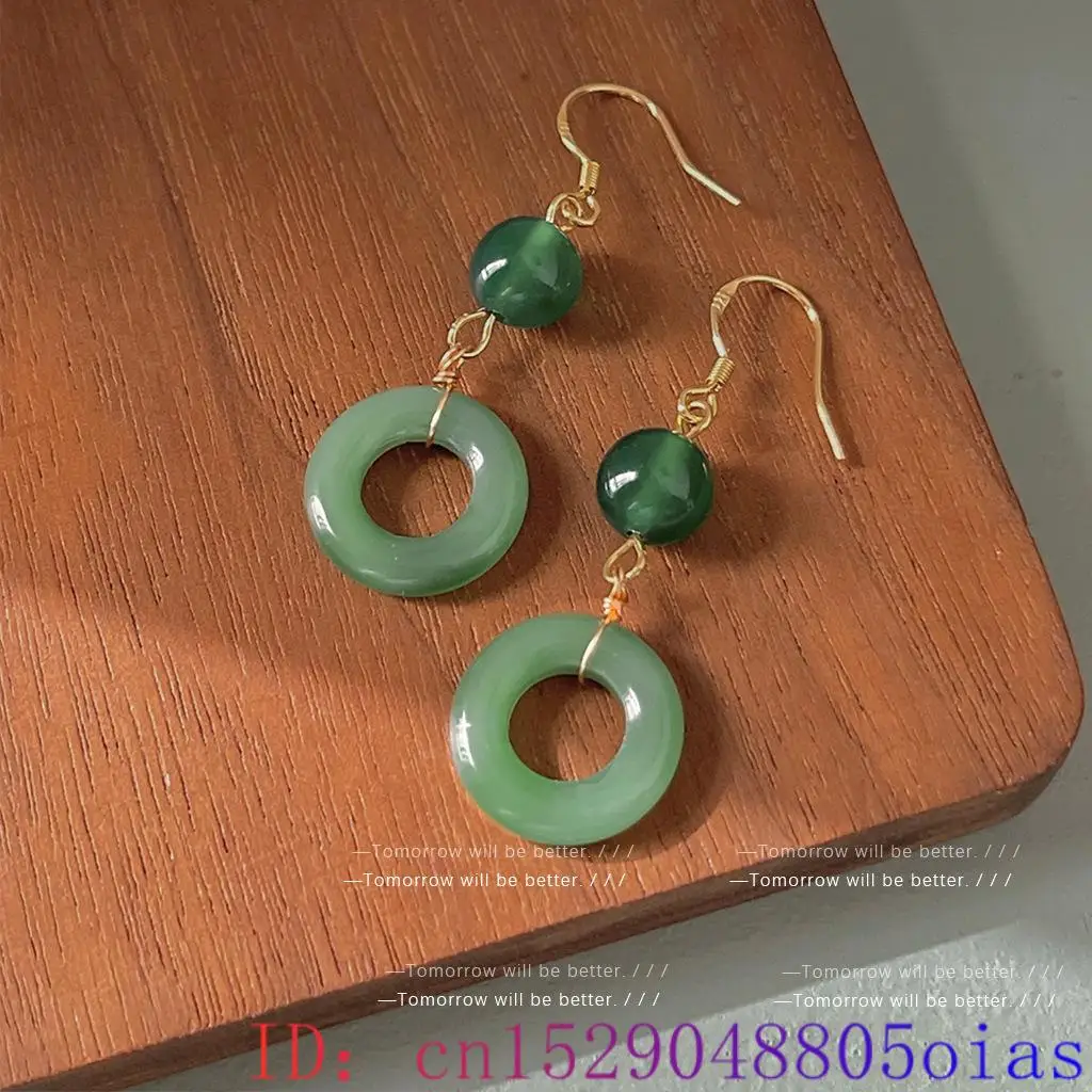Green Real Jade Ring Earrings  - Vintage Fashion Earrings 리뷰 및 가격