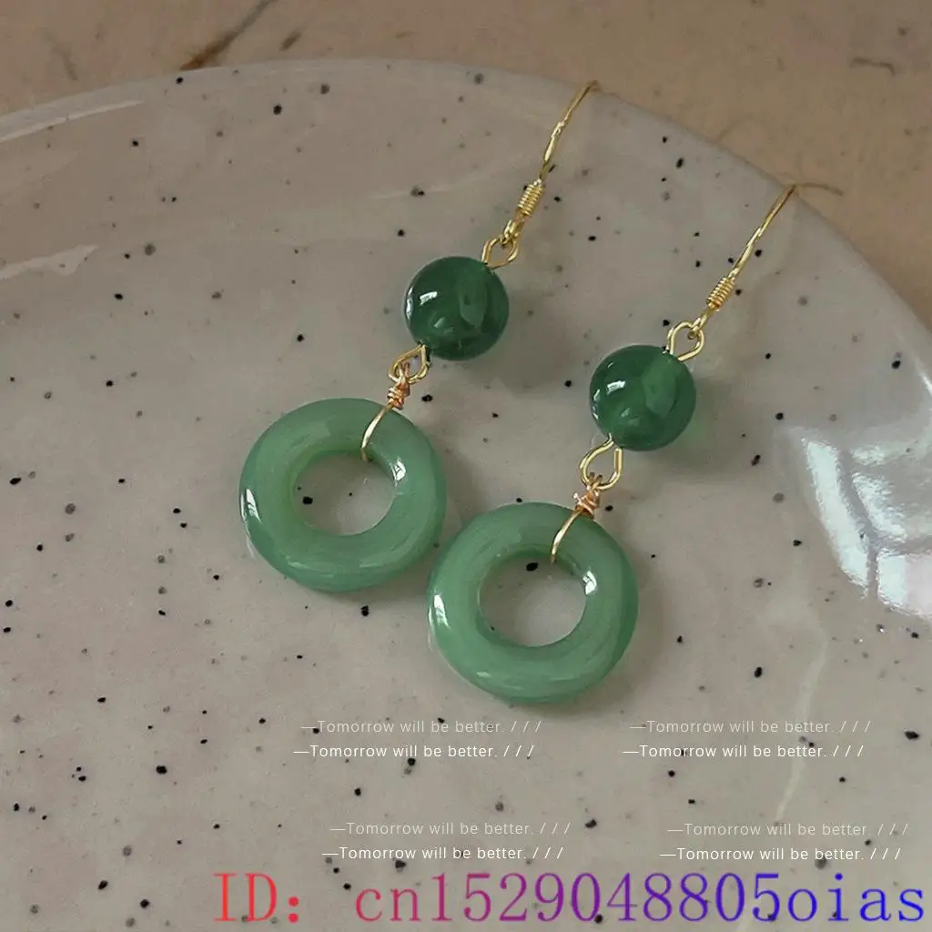 Green Real Jade Ring Earrings  - Vintage Fashion Earrings 리뷰 및 가격