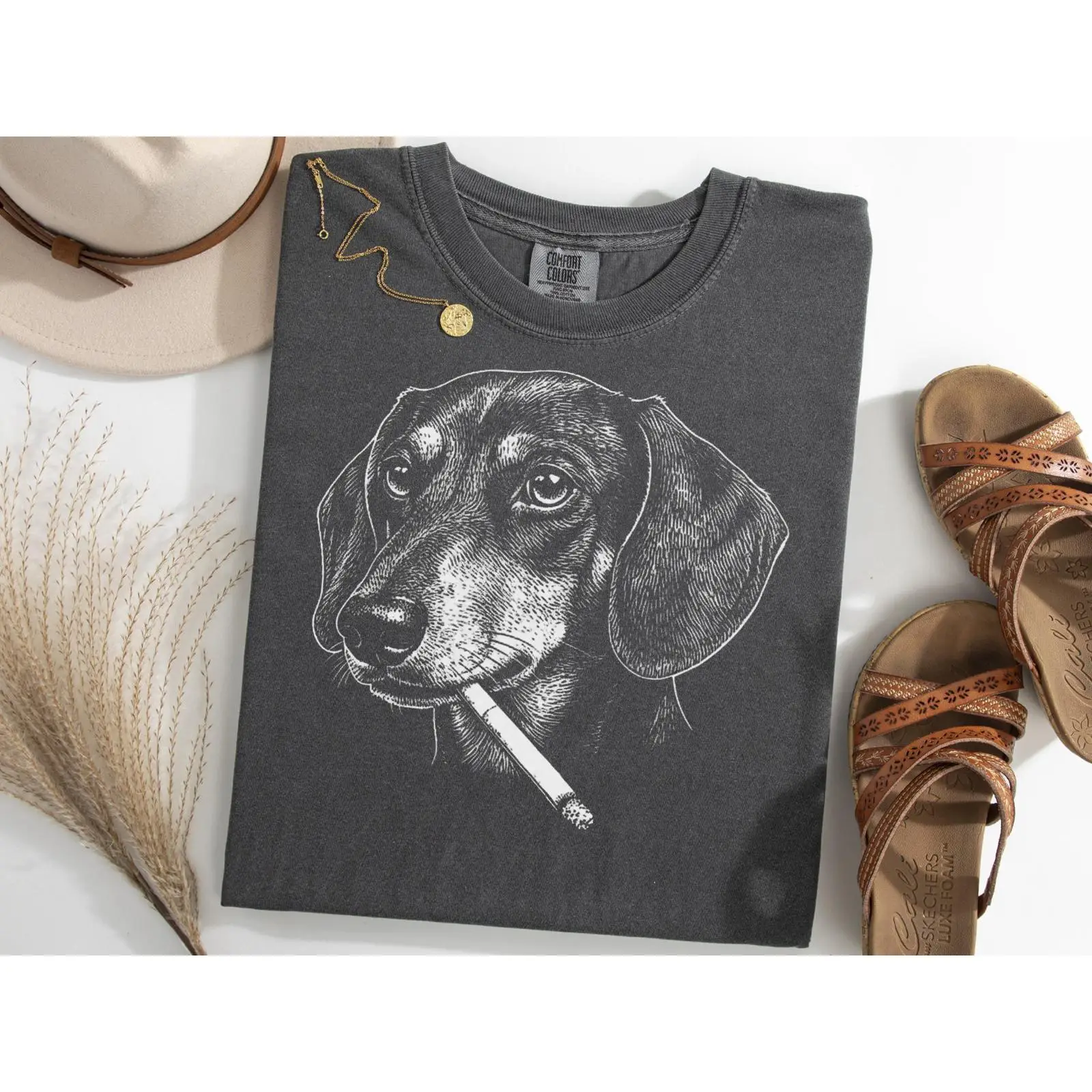Dachshund Smoking Meme T Shirt - Vintage Fashion Gen Z 리뷰 및 가격