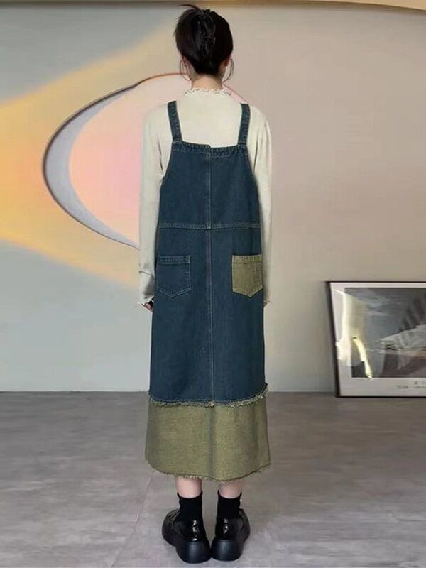 Vintage Denim Halter Dress Wom - Denim Skirt Midi Vintage 리뷰 및 가격