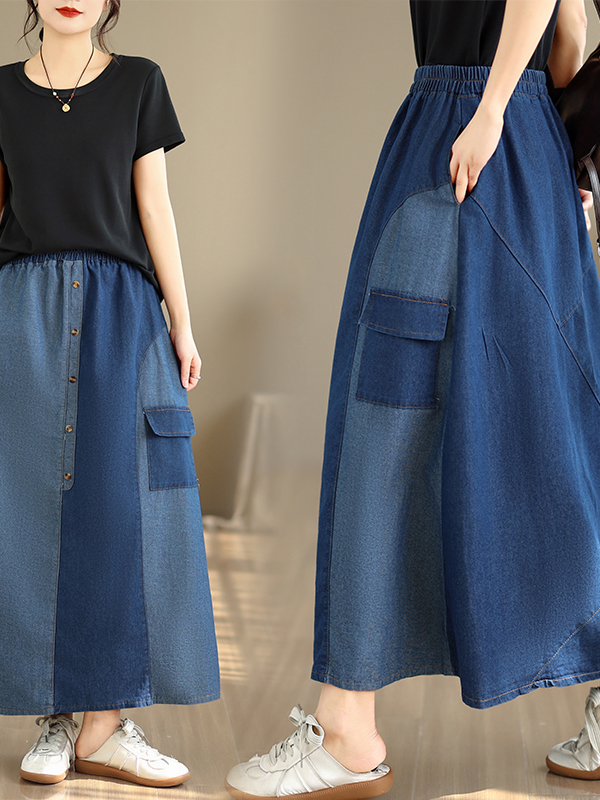 Loose Casual Denim Skirt Women - Denim Skirt Midi Vintage 리뷰 및 가격