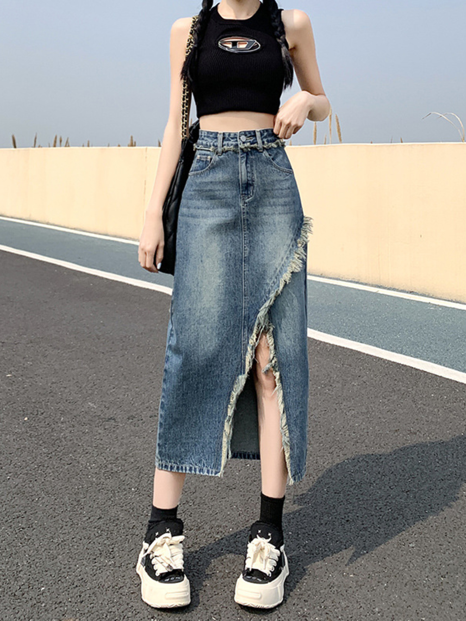Women's High Waist Denim Skirt - Denim Skirt Midi Vintage 리뷰 및 가격