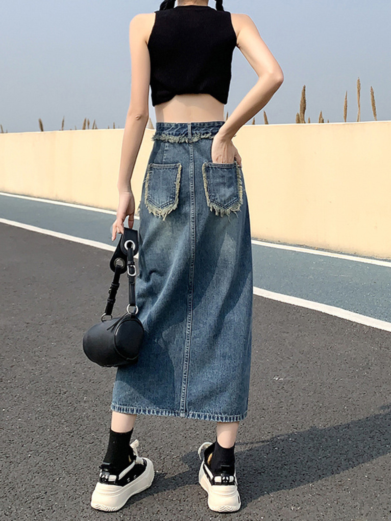 Women's High Waist Denim Skirt - Denim Skirt Midi Vintage 리뷰 및 가격