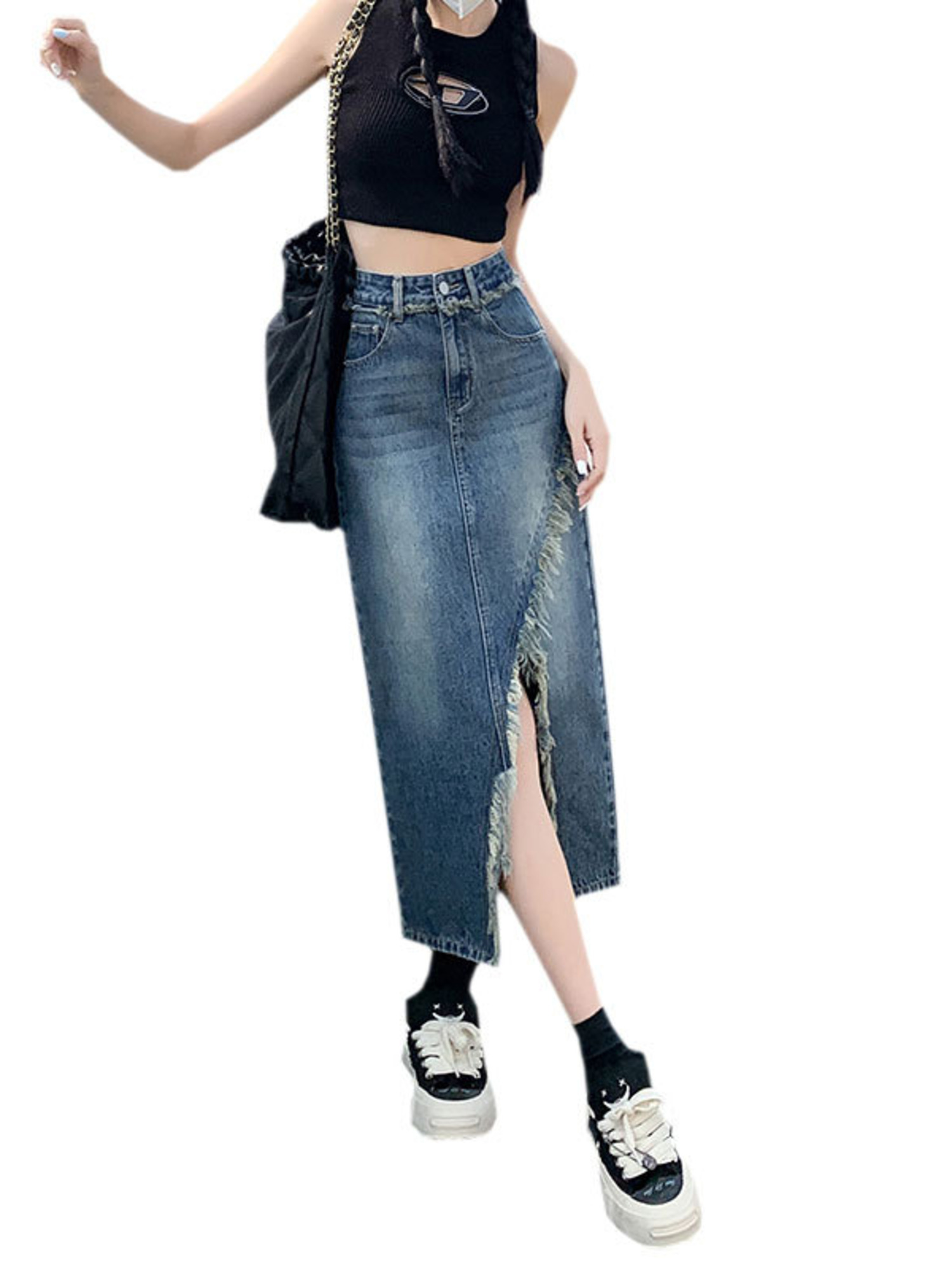 Women's High Waist Denim Skirt - Denim Skirt Midi Vintage 리뷰 및 가격