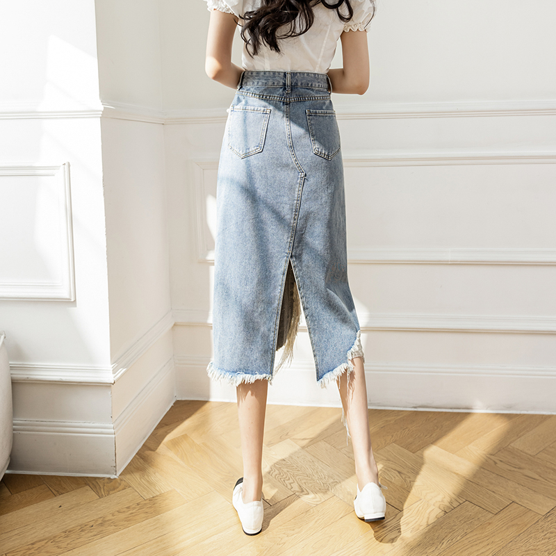 Vintage S-5XL Split Pearl Bead - Denim Skirt Midi Vintage 리뷰 및 가격