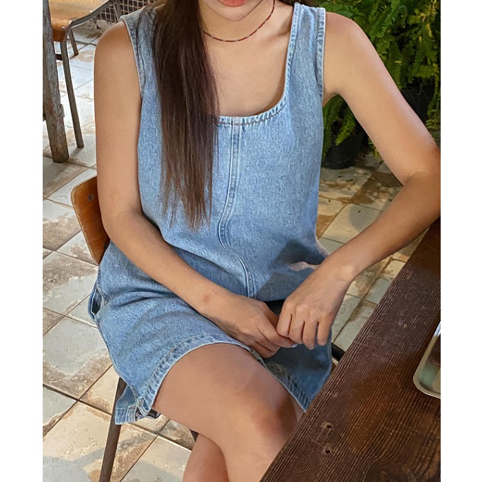 Sleeless Back Zipper Side Slit - Denim Skirt Midi Vintage 리뷰 및 가격