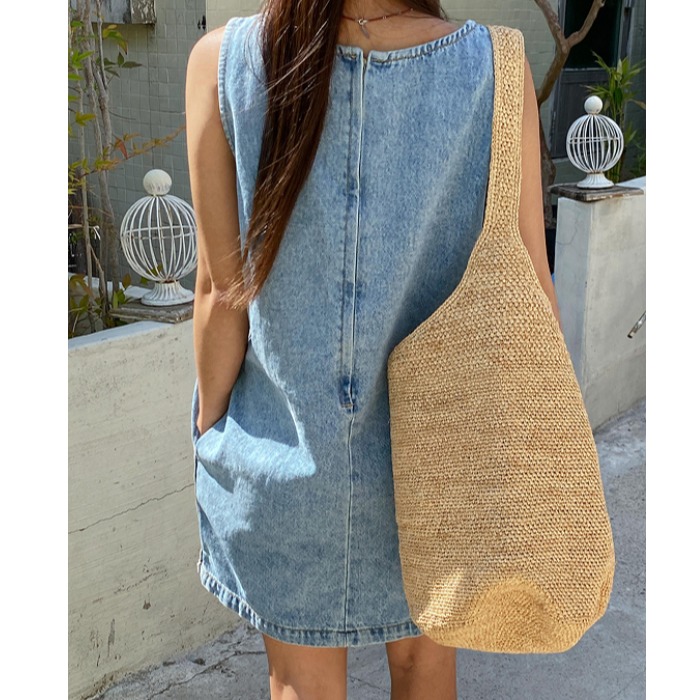Sleeless Back Zipper Side Slit - Denim Skirt Midi Vintage 리뷰 및 가격