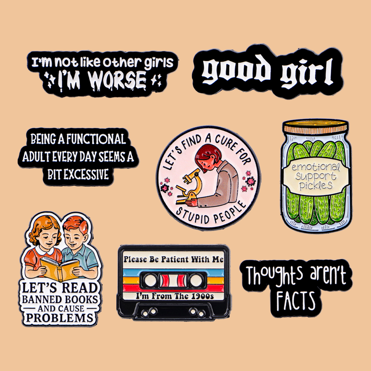 “Good Girl” Quotes Enamel Pin  - Vintage Fashion Quotes 리뷰 및 가격