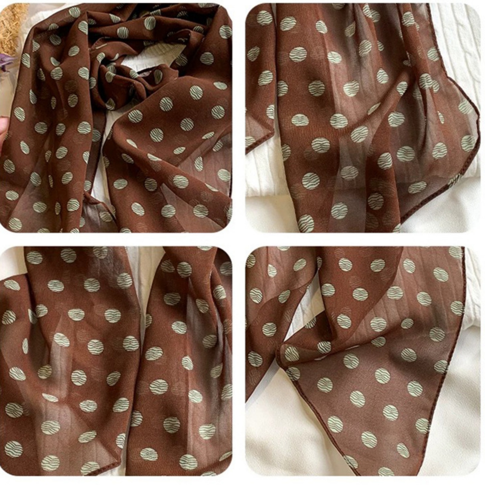Vintage Polka Dot Chiffon Scar - Vintage Fashion Wear 리뷰 및 가격