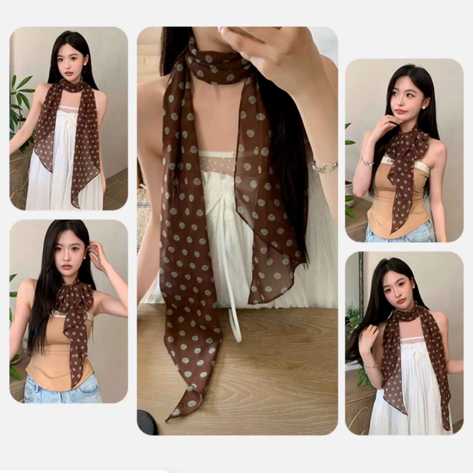 Vintage Polka Dot Chiffon Scar - Vintage Fashion Wear 리뷰 및 가격