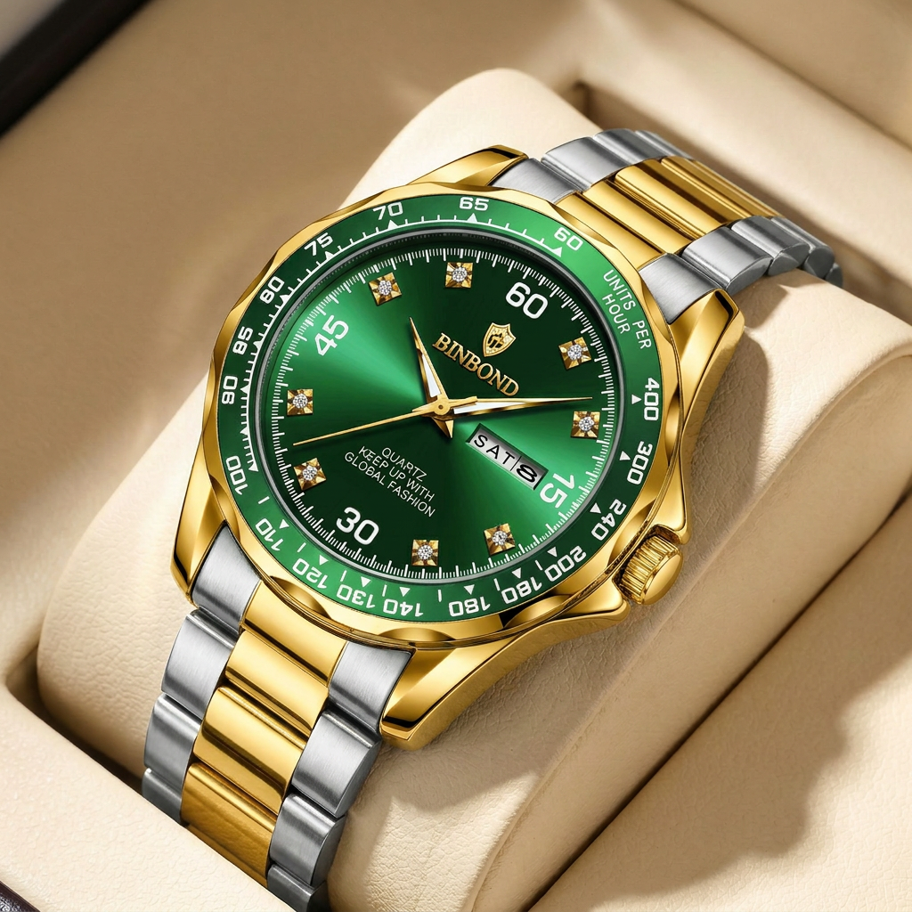 1pcs men watch green dial doub - Vintage Fashion Week 리뷰 및 가격