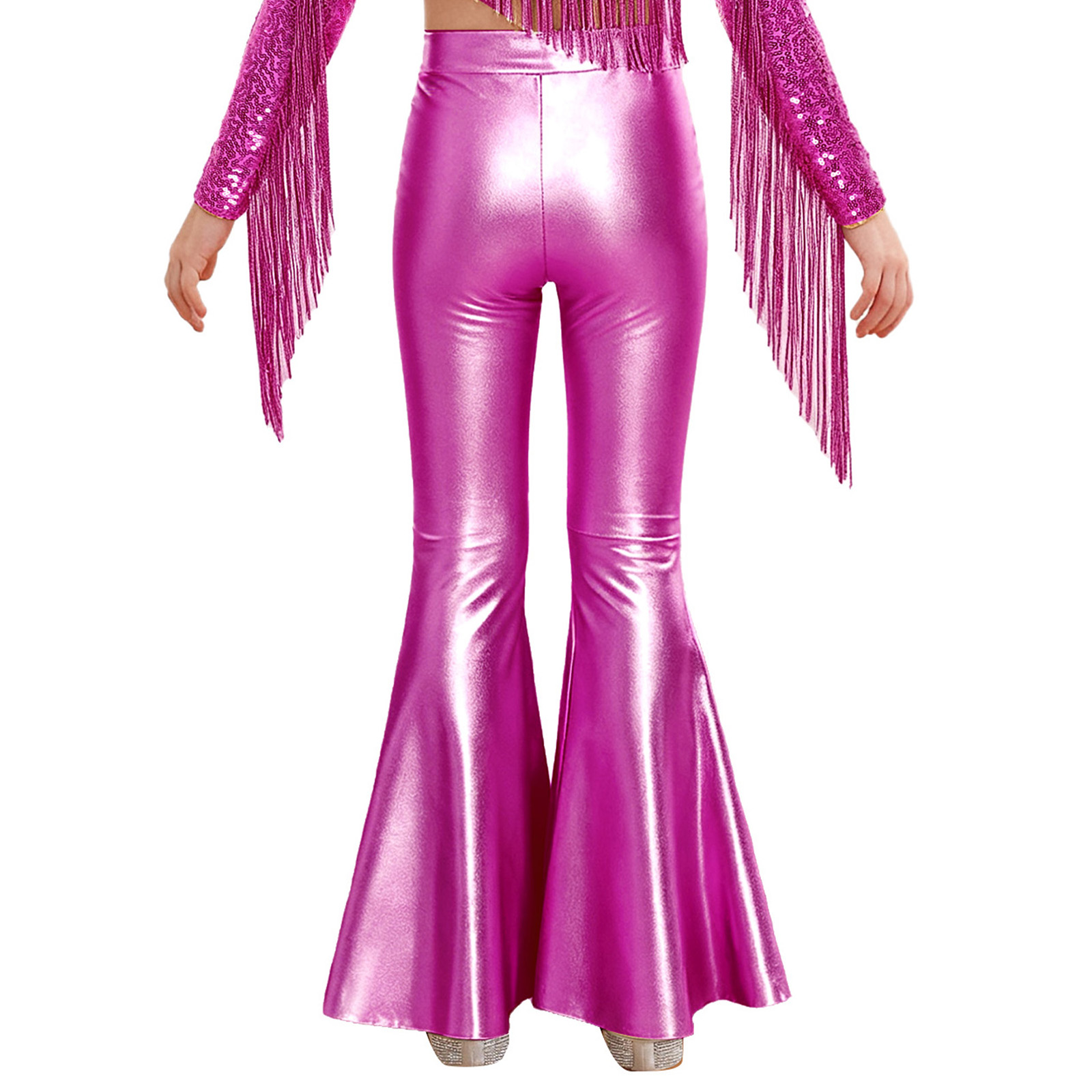 Girls Glossy Metallic Leggings - Wide Leg Trouser 70S 리뷰 및 가격